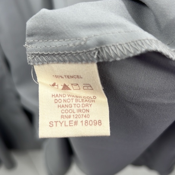 152. Midi Dress Tencel Faux Wrap W/Tie Sleeveless Blue Gray NEW - Picture 7 of 9